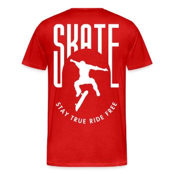 Skater Silhouette Restez libre de rider - T-shirt bio Premium Homme - rouge - Dos - Damien (186cm)