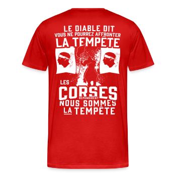 Tempête Corses - T-shirt bio Premium Homme - rouge - Dos - Damien (186cm)