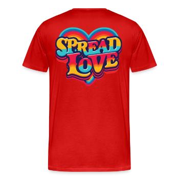 Spread Love 70s Retro Vibe Shirt - Männer Premium Bio T-Shirt - Rot - Hinten - Damien (186cm)