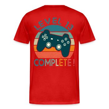 Level 13 birthday geek gift 13 years gamer - Men's Premium Organic T-Shirt - red - Back - Damien (186cm)