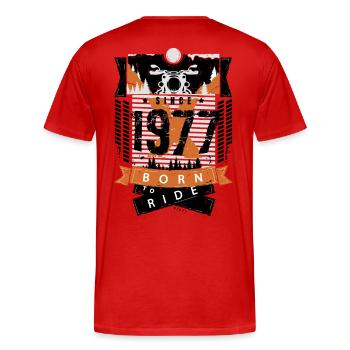 1977 - Männer Premium Bio T-Shirt - Rot - Hinten - Damien (186cm)