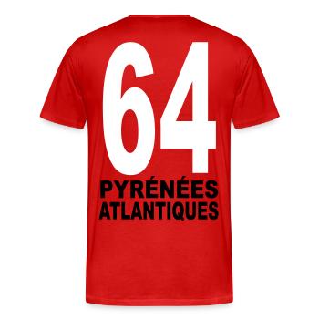 Pyrénées-Atlantiques 64 - T-shirt bio Premium Homme - rouge - Dos - Damien (186cm)