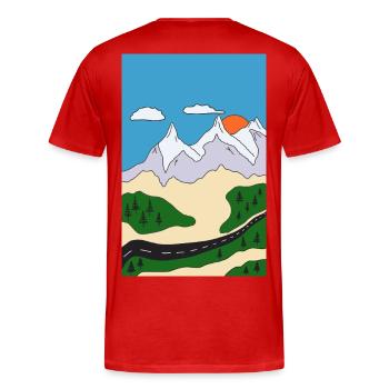 Sonnenuntergang in Berglandschaft - Männer Premium Bio T-Shirt - Rot - Hinten - Damien (186cm)