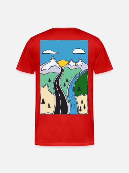 Mountain River Landscape - Men's Premium Organic T-Shirt - red