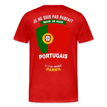 Portugais Parfait - T-shirt bio Premium Homme - rouge - Dos - Damien (186cm)