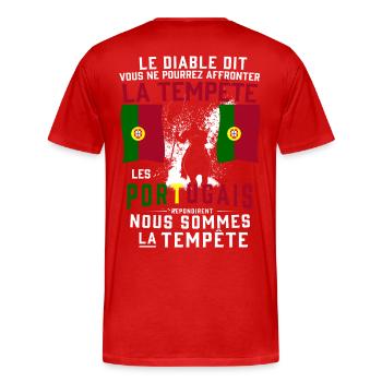 Tempête Portugais - T-shirt bio Premium Homme - rouge - Dos - Damien (186cm)