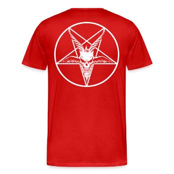 Satan Weiß - Männer Premium Bio T-Shirt - Rot - Hinten - Damien (186cm)