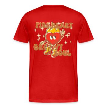 Cœur en feu , âme groovy - T-shirt bio Premium Homme - rouge - Dos - Damien (186cm)