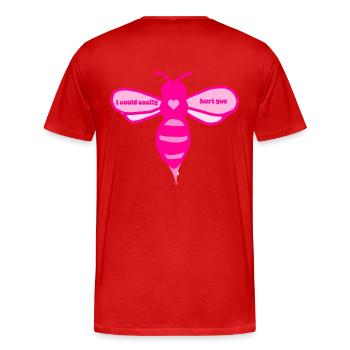 Rosa Biene - Männer Premium Bio T-Shirt - Rot - Hinten - Damien (186cm)