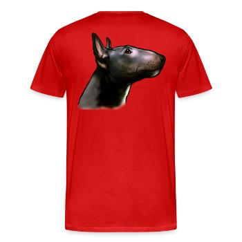 Bullterrier Kopf im Profil Comicstyle - Männer Premium Bio T-Shirt - Rot - Hinten - Damien (186cm)