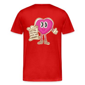 Mascotte vintage amour et tolérance - T-shirt bio Premium Homme - rouge - Dos - Damien (186cm)