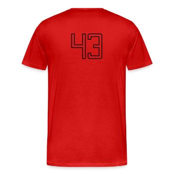 Number 43 (University Style) - Men's Premium Organic T-Shirt - red - Back - Damien (186cm)