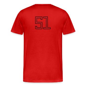 Number 51 (University Style) - Men's Premium Organic T-Shirt - red - Back - Damien (186cm)