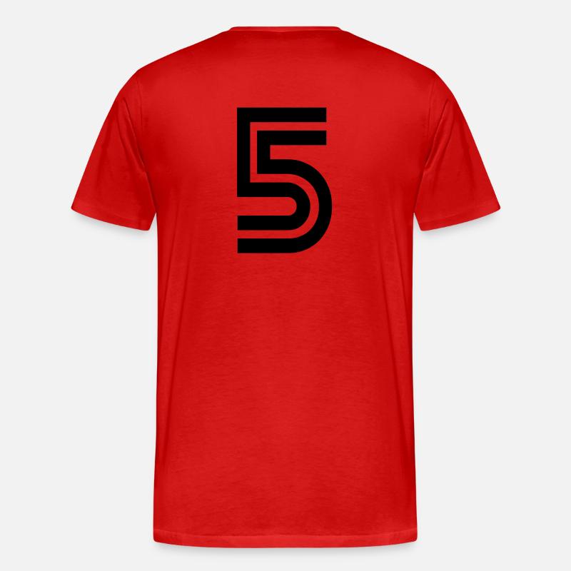 Rückennummer 5 - Männer Premium Bio T-Shirt - Rot