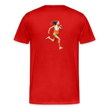 Runner Girl - Men's Premium Organic T-Shirt - red - Back - Damien (186cm)