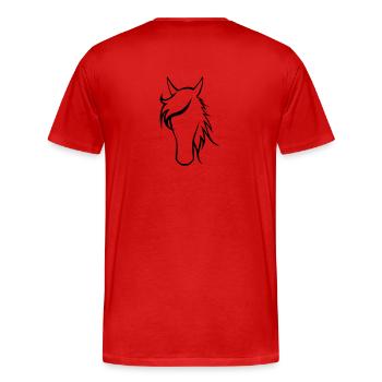 Pferdekopf - Männer Premium Bio T-Shirt - Rot - Hinten - Damien (186cm)