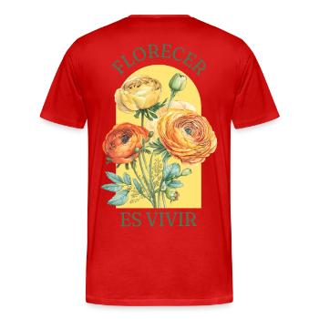 Florale Ranunkeln - Männer Premium Bio T-Shirt - Rot - Hinten - Damien (186cm)