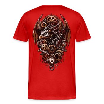 STEAMPUNK EAGLE - Men's Premium Organic T-Shirt - red - Back - Damien (186cm)