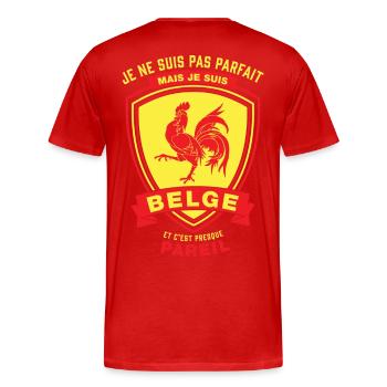 Belge Parfait - T-shirt bio Premium Homme - rouge - Dos - Damien (186cm)