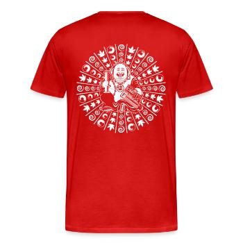 Tekno 23 Buddha - Männer Premium Bio T-Shirt - Rot - Hinten - Damien (186cm)