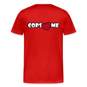 COPS LOVE ME - Männer Premium Bio T-Shirt - Rot - Hinten - Damien (186cm)