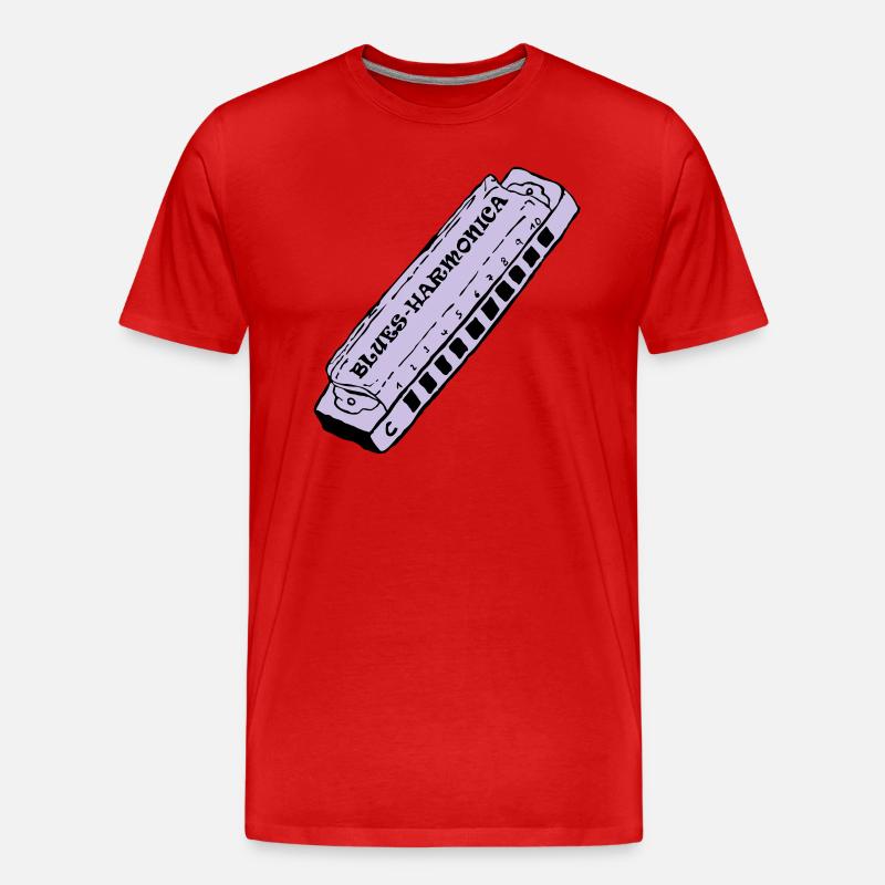 bluesharmonica - Männer Premium Bio T-Shirt - Rot