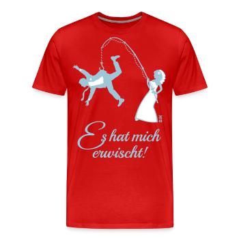 Es Hat Mich Erwischt! (Junggesellenabschied JGA) - Männer Premium Bio T-Shirt - Rot - Vorne - Damien (186cm)