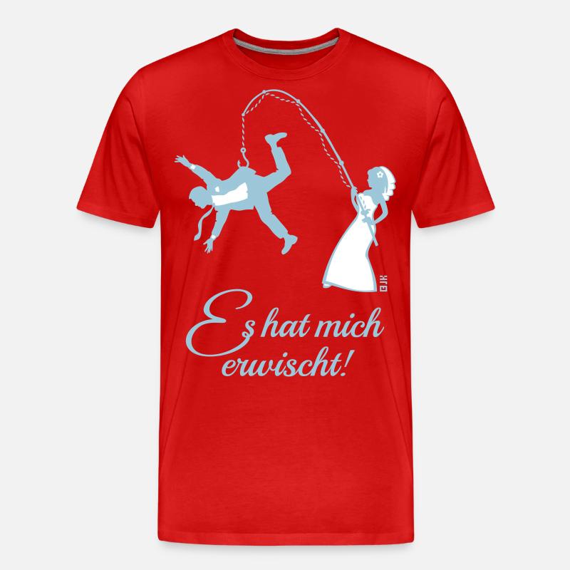Es Hat Mich Erwischt! (Junggesellenabschied JGA) - Männer Premium Bio T-Shirt - Rot