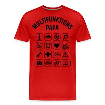 Multifunktions Papa (16 Icons) - Männer Premium Bio T-Shirt - Rot - Vorne - Damien (186cm)