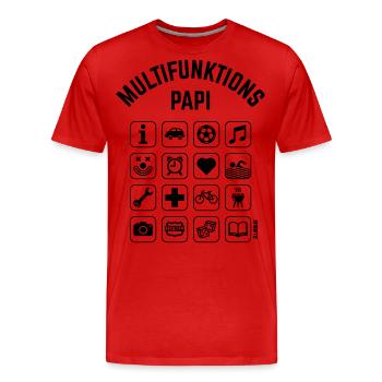 Multifunktions Papi (16 Icons) - Männer Premium Bio T-Shirt - Rot - Vorne - Damien (186cm)