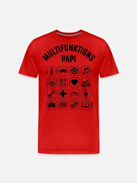 Multifunktions Papi (16 Icons) - Männer Premium Bio T-Shirt - Rot