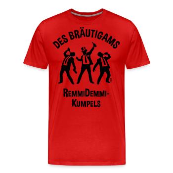 Des Bräutigams Remmidemmi-Kumpels (JGA Team / B) - Männer Premium Bio T-Shirt - Rot - Vorne - Damien (186cm)