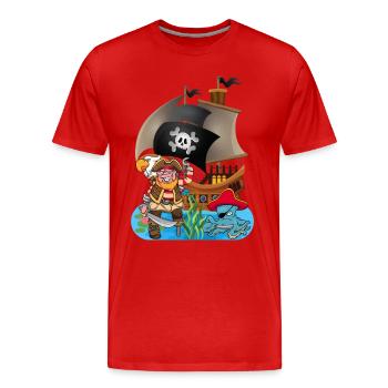 Pirate avec une pieuvre comme costume de pirate - T-shirt bio Premium Homme - rouge - Devant - Damien (186cm)