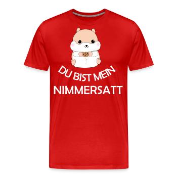 Nimmersatt - Männer Premium Bio T-Shirt - Rot - Vorne - Damien (186cm)