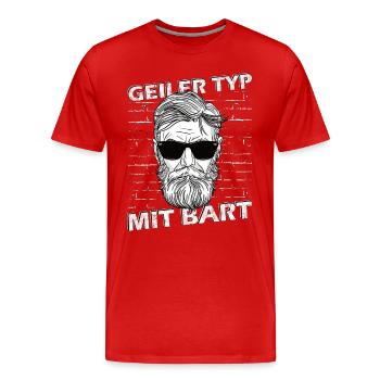 Geiler Typ mit Bart Hip Oberlippenbart Bärtig - Männer Premium Bio T-Shirt - Rot - Vorne - Damien (186cm)