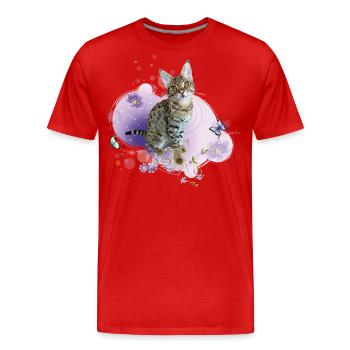 Tabby - T-shirt bio Premium Homme - rouge - Devant - Damien (186cm)