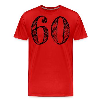 60 ans Numéro 60 Anniversaire d’anniversaire - T-shirt bio Premium Homme - rouge - Devant - Damien (186cm)