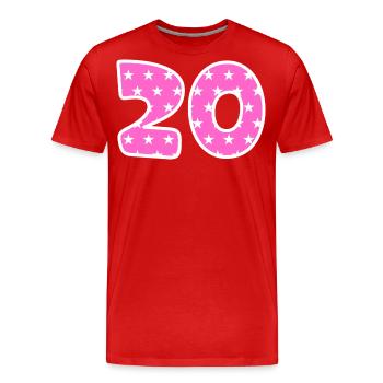 20 - Männer Premium Bio T-Shirt - Rot - Vorne - Damien (186cm)