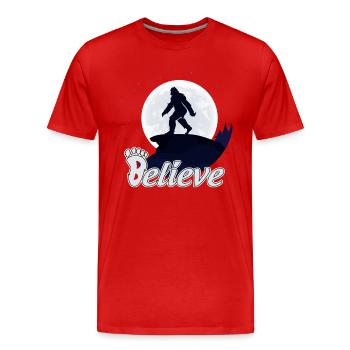 Big Foot Moon Believe - Men's Premium Organic T-Shirt - red - Front - Damien (186cm)