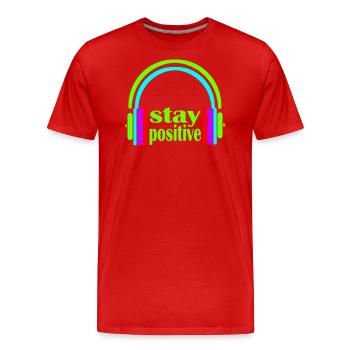 headphones stay positive - Men's Premium Organic T-Shirt - red - Front - Damien (186cm)