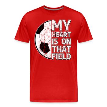 My heart is on that field - Football - Men's Premium Organic T-Shirt - red - Front - Damien (186cm)