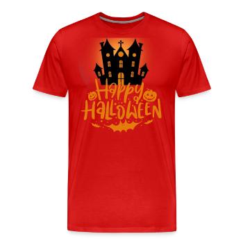 Halloween Gruselig Friedhof Mond Hexe Vampire - Männer Premium Bio T-Shirt - Rot - Vorne - Damien (186cm)