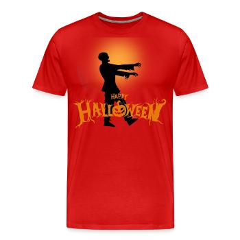 Halloween Creepy Cemetery Moon Witch Vampire - Men's Premium Organic T-Shirt - red - Front - Damien (186cm)