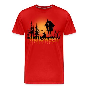 Halloween Creepy Cemetery Moon Witch Vampire - Men's Premium Organic T-Shirt - red - Front - Damien (186cm)