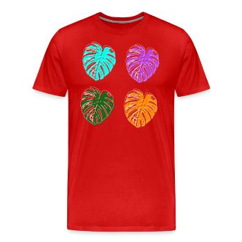 monstera bunte retro Farben - Männer Premium Bio T-Shirt - Rot - Vorne - Damien (186cm)
