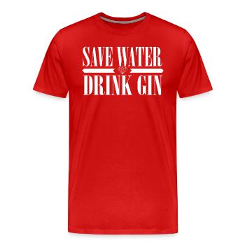 save water drink gin - Männer Premium Bio T-Shirt - Rot - Vorne - Damien (186cm)