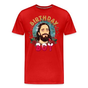 Lustiger Jesus Christus Das Geburtstagskind Weihnachten - Männer Premium Bio T-Shirt - Rot - Vorne - Damien (186cm)
