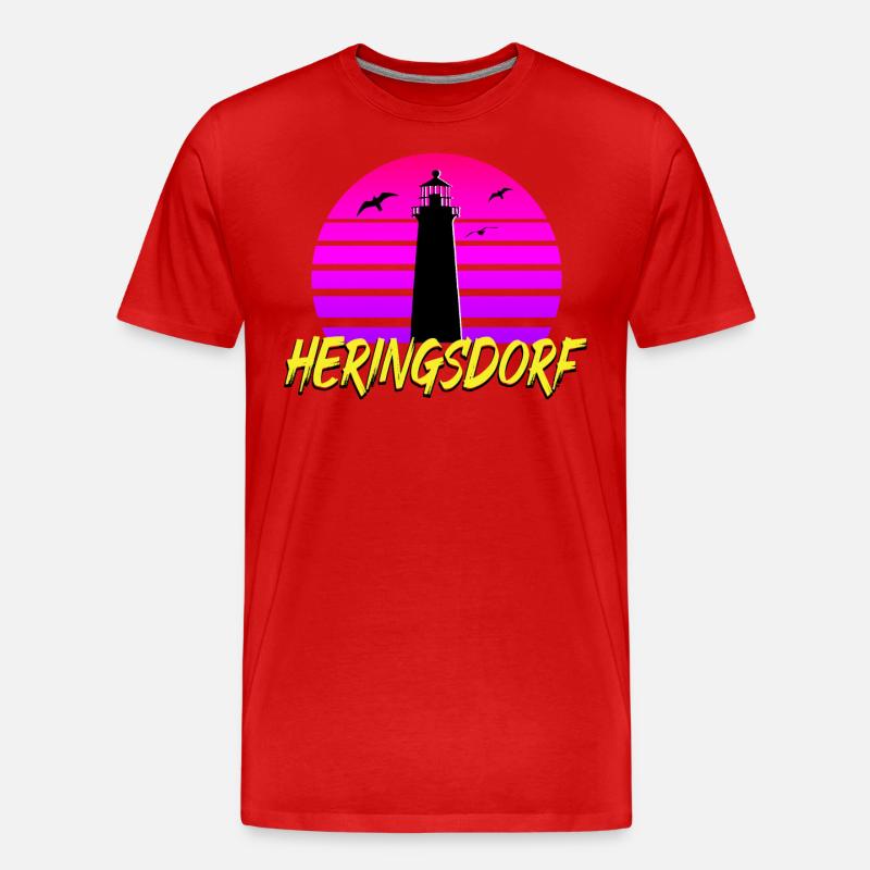 Heringsdorf 80s - Männer Premium Bio T-Shirt - Rot