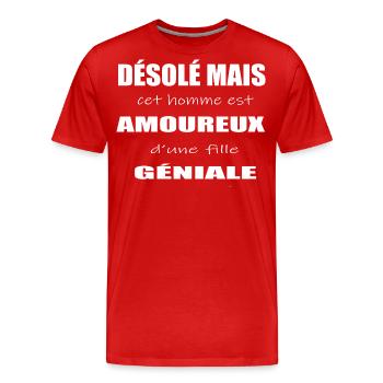 Homme Amoureux - T-shirt bio Premium Homme - rouge - Devant - Damien (186cm)