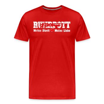 Ruhrpott Bottrop Meine Stadt meine Liebe Herz - Männer Premium Bio T-Shirt - Rot - Vorne - Damien (186cm)